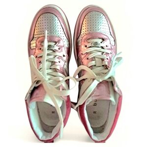 bugatti GIANT RARE FIND! Womens Metallic Pink & Silver Leather Sneakers Sz 39